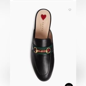 US 4.5: Gucci Women's Princetown Leather Slippers- Nero